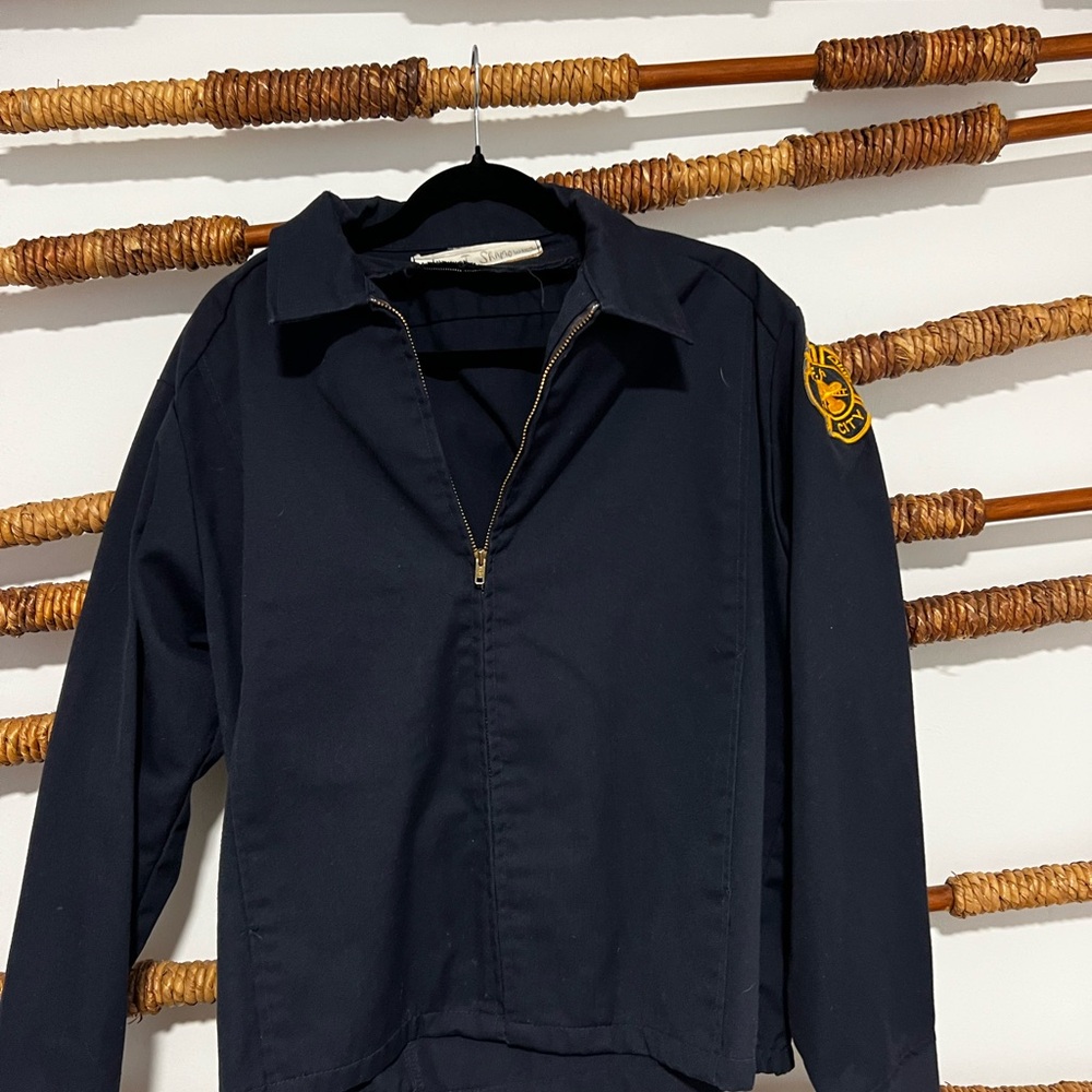 Navy Blue Zip-Up Jacket With Patch - image 1